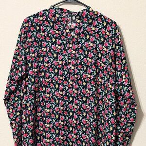 Women's Tunic Top Kurti Kurta Long Shirt Black Floral Print Size Large